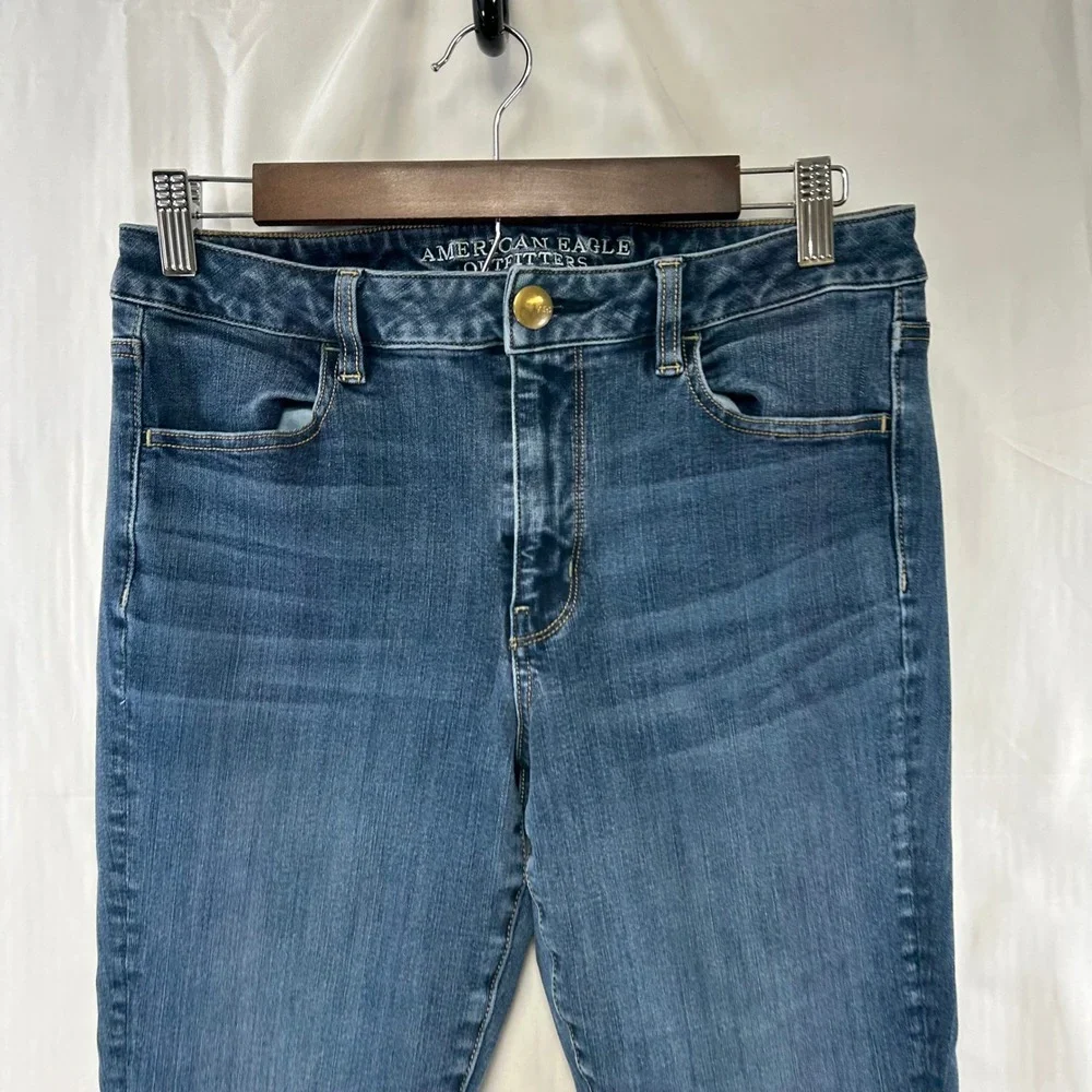 American Eagle Jegging Womens 12 Blue High Rise 360 Super Stretch Skinny Pants